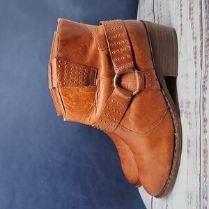 Kork-ease‎ Katie Studded Leather Brown Ankle Boots Booties Western Moto Sz 7